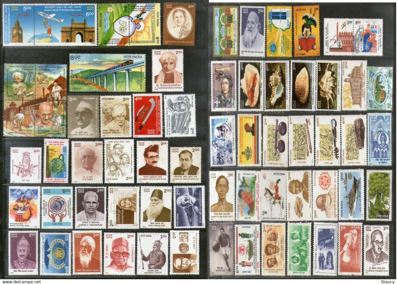 India 1998 Complete Year Pack / Set / Collection Total 67 Stamps (No Missing) MNH As Per Scan - Volledig Jaar