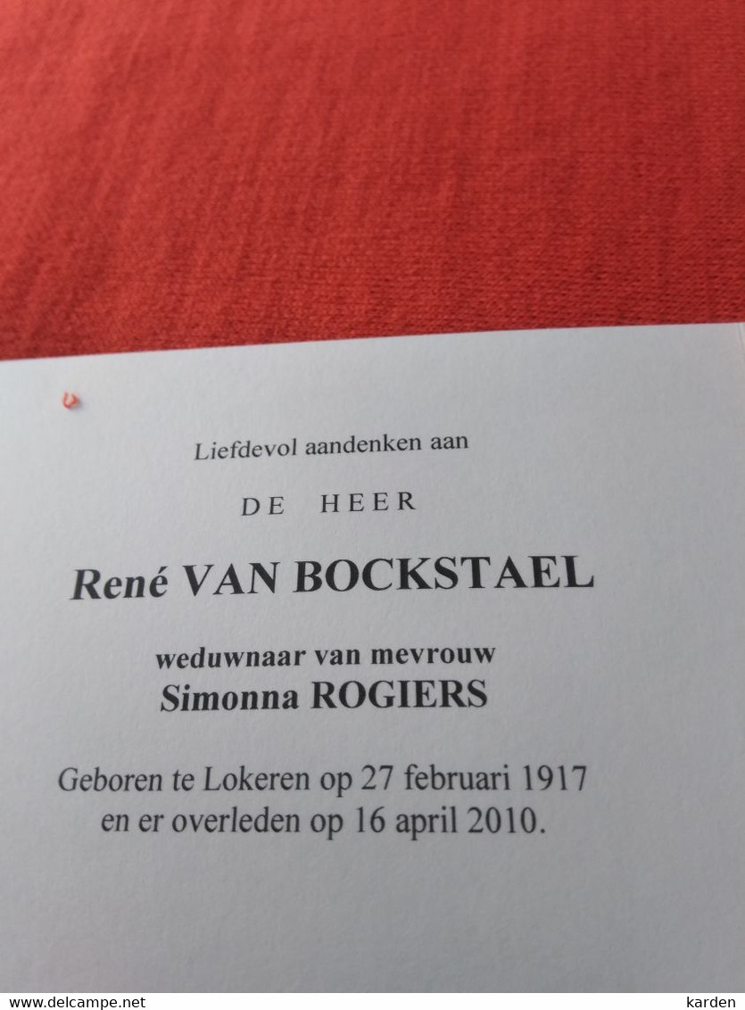 Doodsprentje René Van Bockstael / Lokeren 27/2/1917 - 16/4/2010 ( Simonna Rogiers ) - Godsdienst & Esoterisme