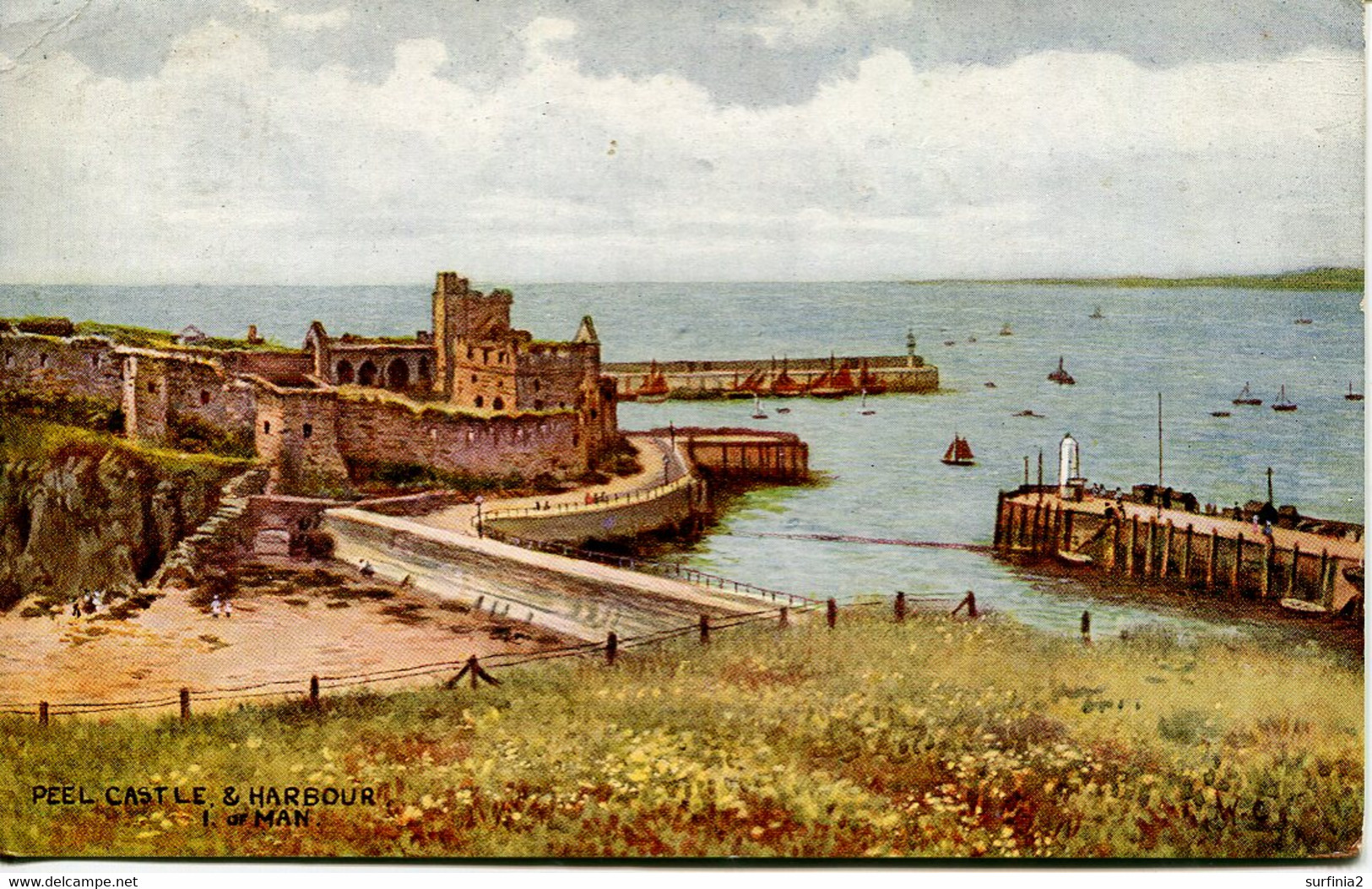 IOM - SALMON ART 4088 - PEEL CASTLE And HARBOUR, I OF MAN - BY W CARRUTHERS - Isle Of Man