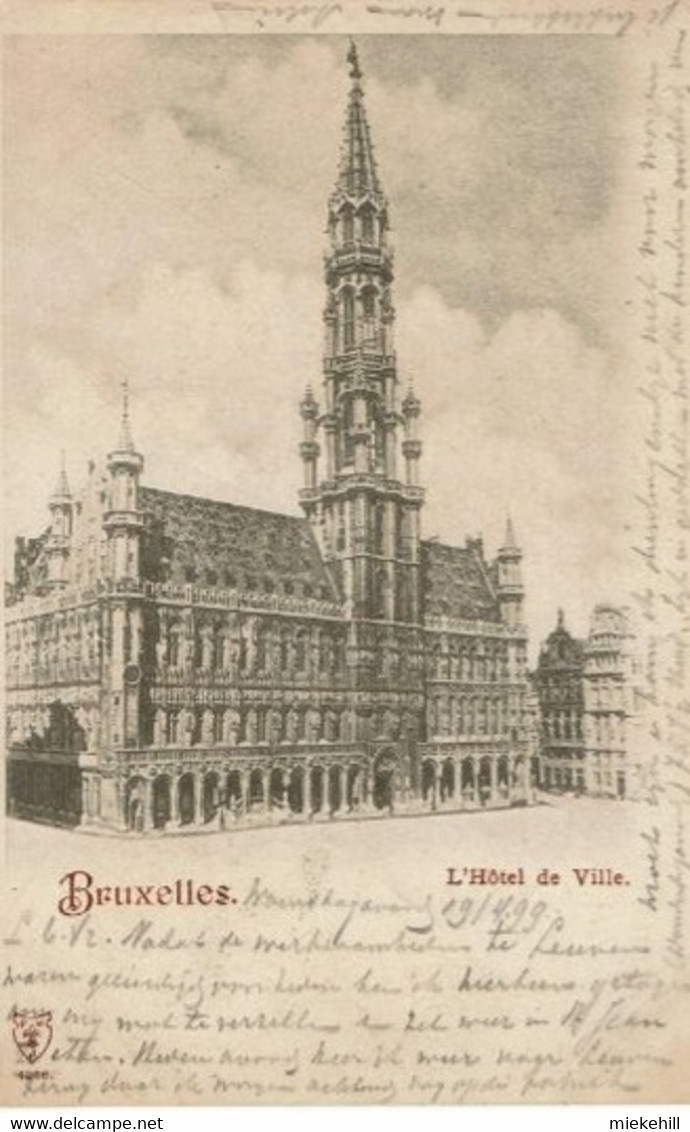 BRUXELLES-GRAND PLACE-1899-HOTEL DE VILLE-CACHET D'ARRIVEE A UTRECHT - Places, Squares