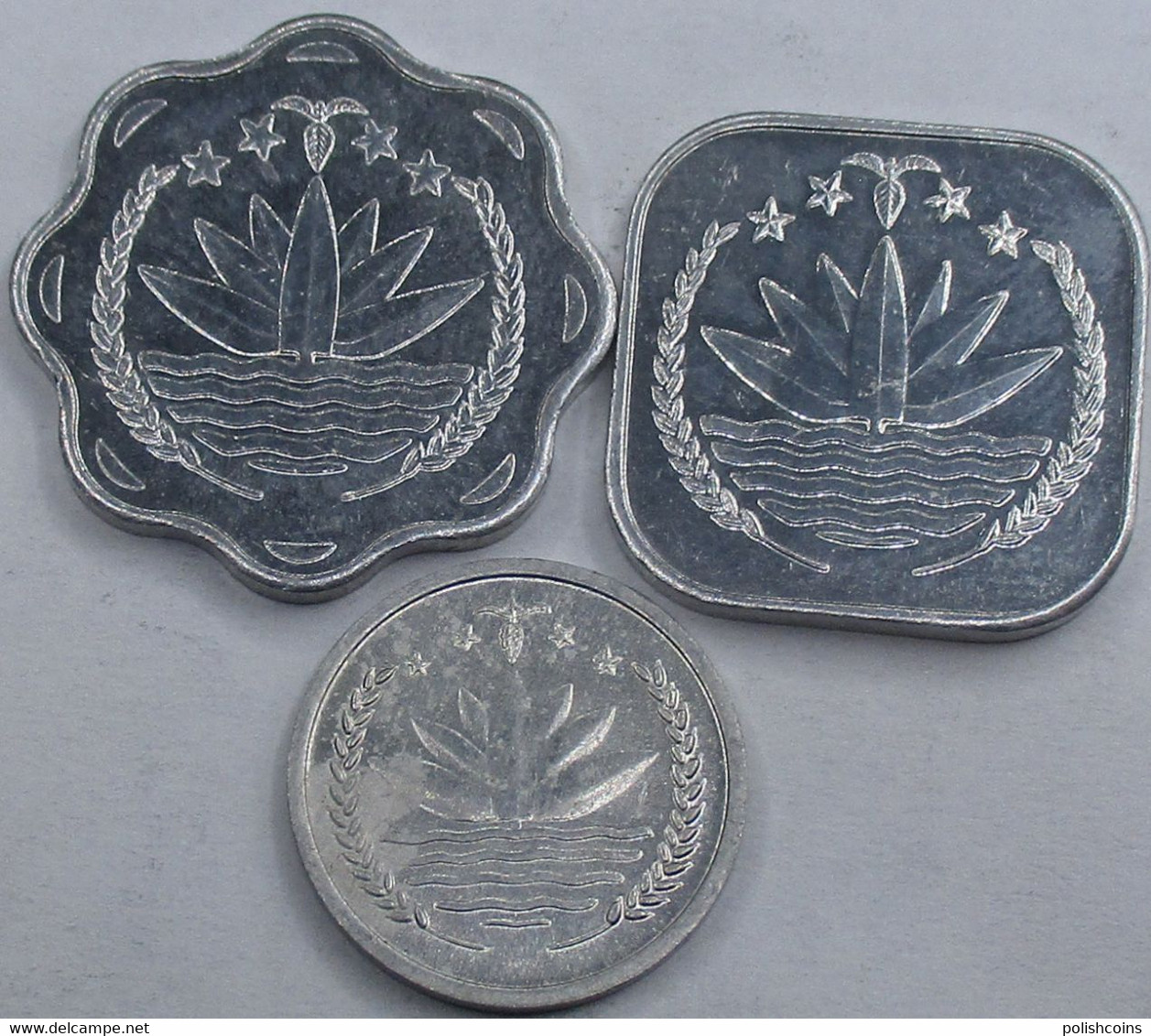 BANGLADESH Different Years Set 3 Coins Shapes UNC - Bangladesh