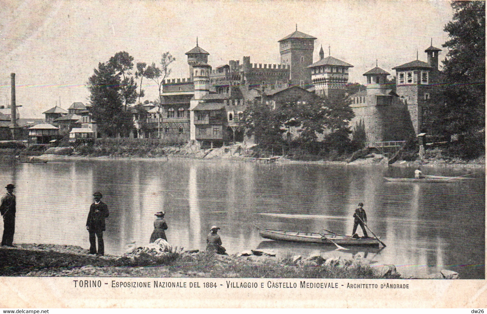 Exposition Turin: Torino, Esposizione Nazionale Del 1884, Villaggio E Castello Medioevale, Carte Dos Simple Non Circulée - Tentoonstellingen