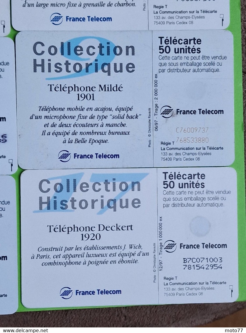 Lot série des 23 cartes téléphonique de France - VIDE - Télécarte Cabine téléphone - Histoire COMBINES de TÉLÉPHONE 1998