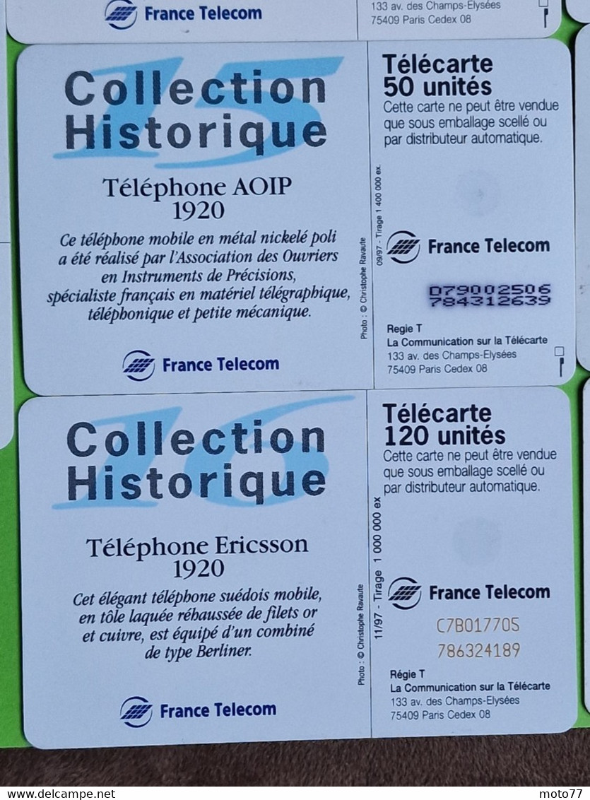 Lot série des 23 cartes téléphonique de France - VIDE - Télécarte Cabine téléphone - Histoire COMBINES de TÉLÉPHONE 1998