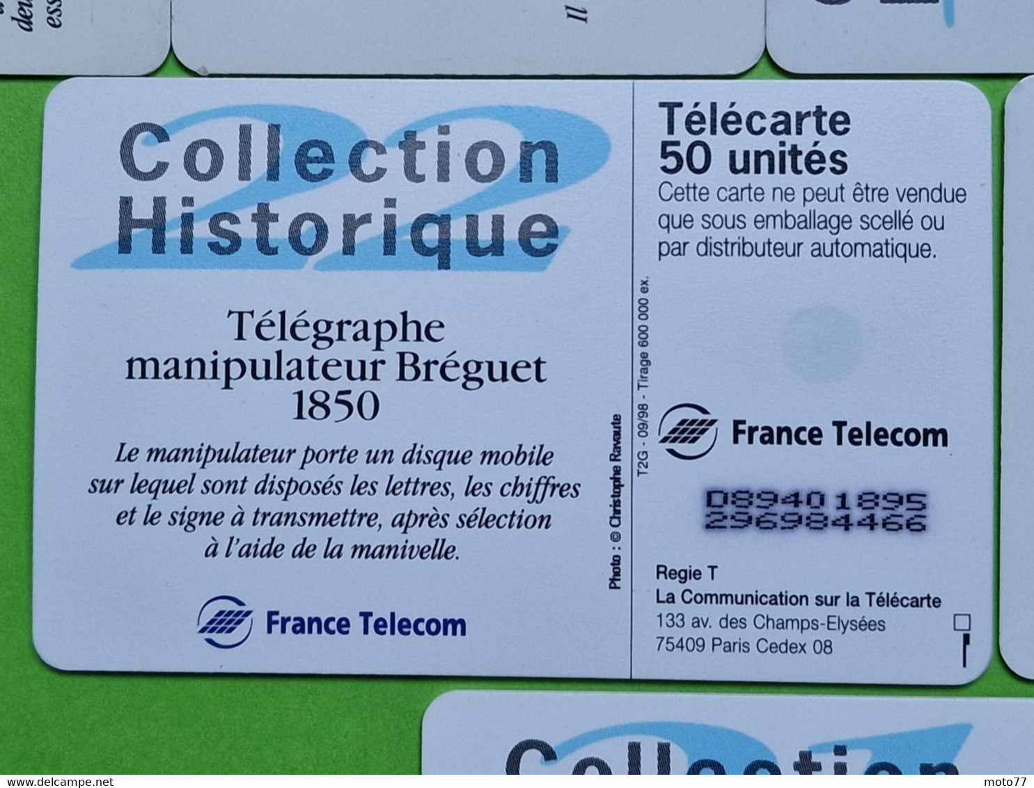 Lot série des 23 cartes téléphonique de France - VIDE - Télécarte Cabine téléphone - Histoire COMBINES de TÉLÉPHONE 1998