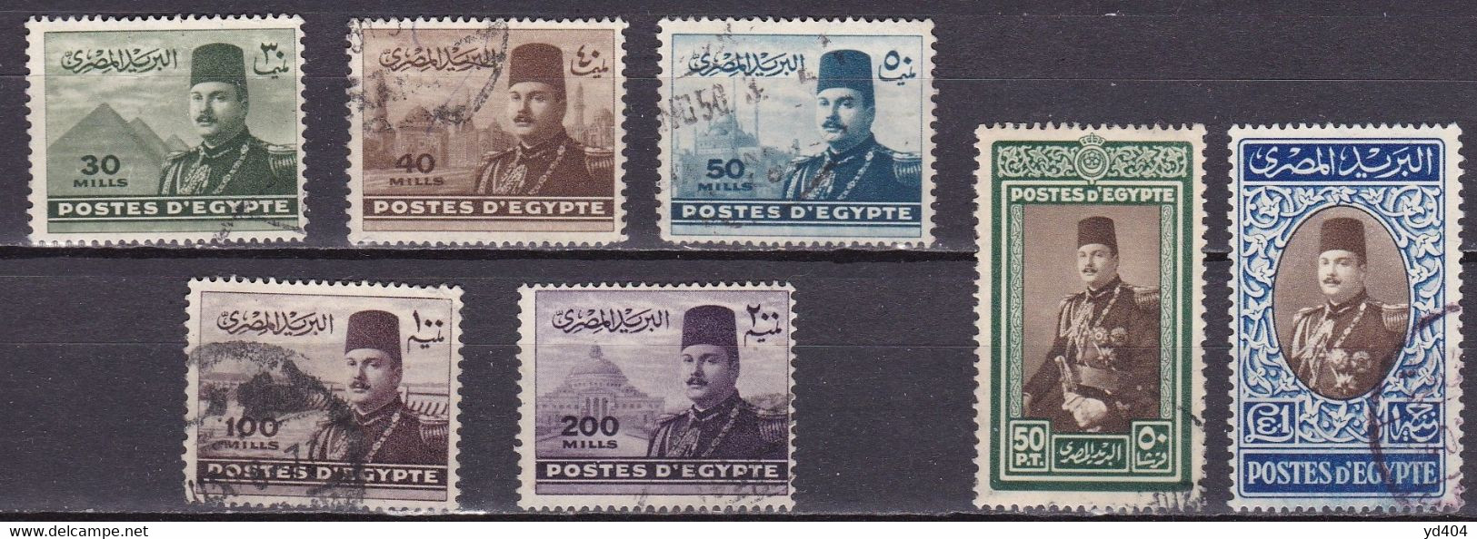 EG089B - EGYPTE - EGYPT – 1947-51 - KING FAROUK FULL SET - SG # 340/6 USED 19 € - Usati