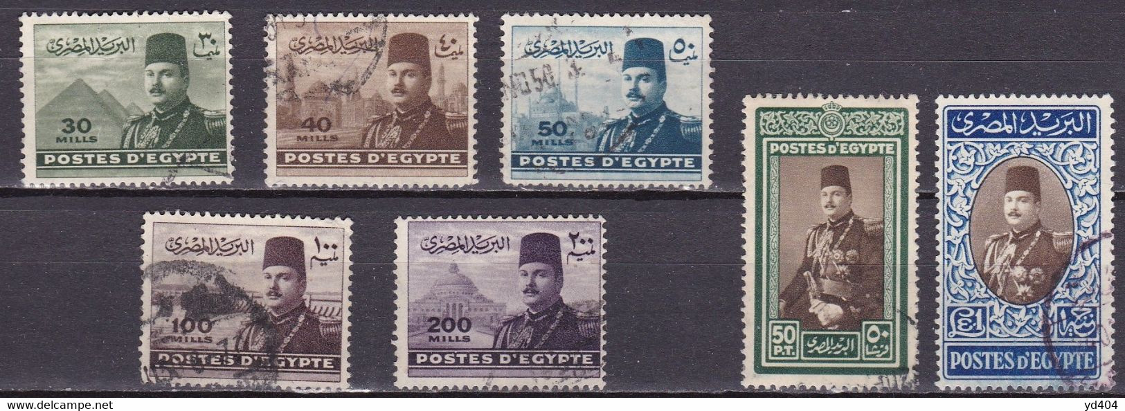 EG089B - EGYPTE - EGYPT – 1947-51 - KING FAROUK FULL SET - SG # 340/6 USED 19 € - Gebraucht