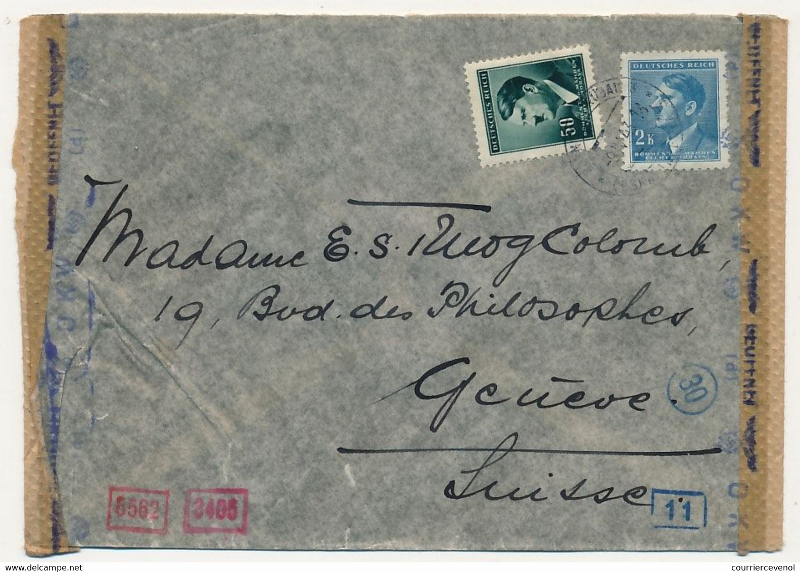 BOHEME MORAVIE - 4 Enveloppes + 4 Entiers Postaux (CP) Depuis Böhmisch -Trübau Et Parnis, Pour Genève - 1941 à 1944 - Storia Postale