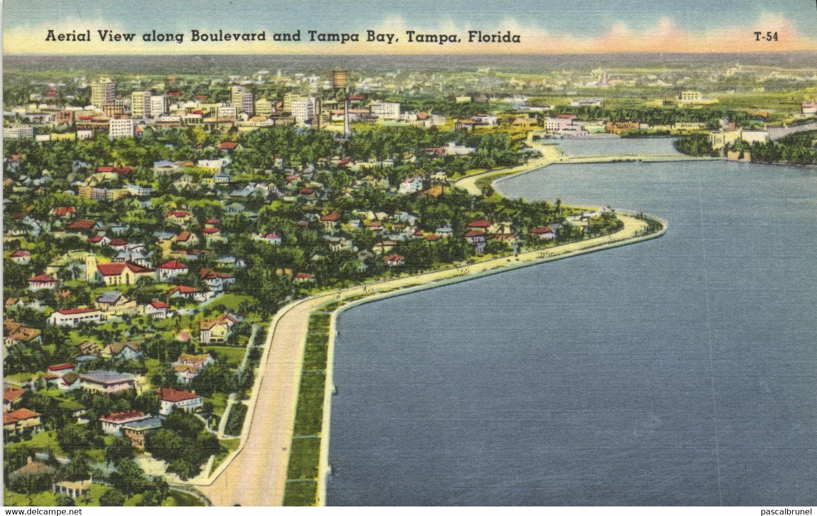 TAMPA - AERIAL VIEW ALONG BOULEVARD AND TAMPA BAY - Tampa