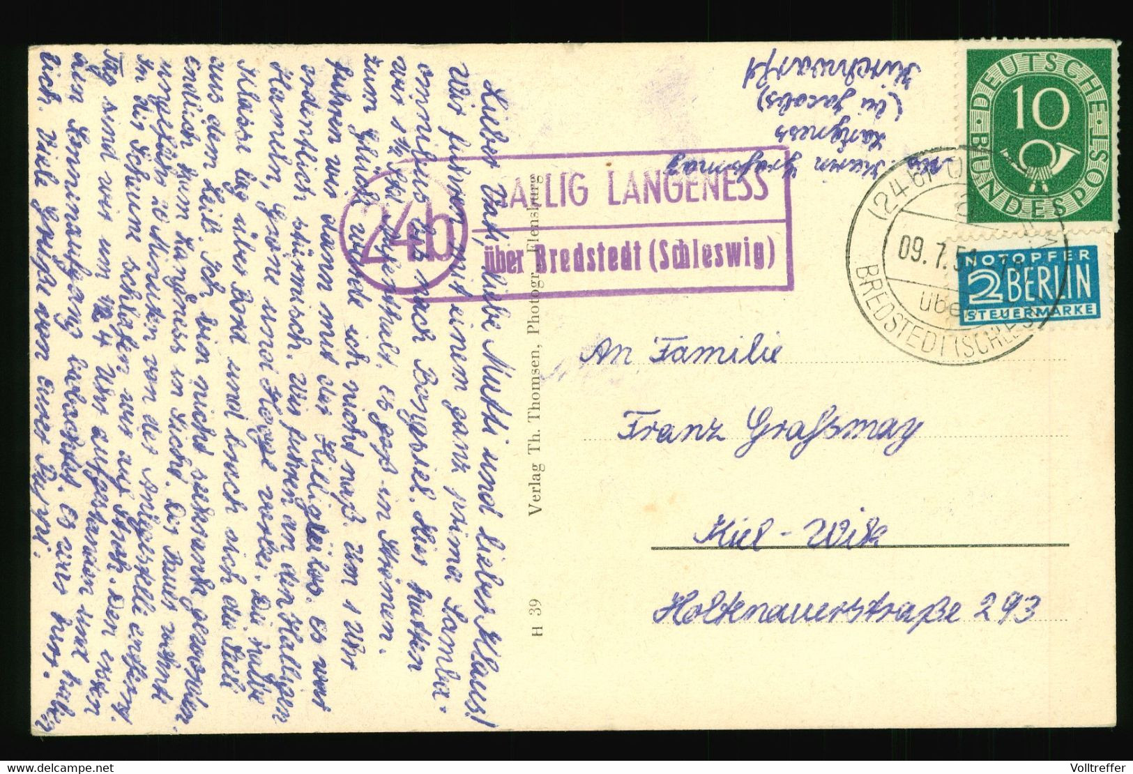 Orig. Foto AK Um 1950 Borgsiel Tor Der Halligen, Landpoststempel Hallig Langeness - Halligen