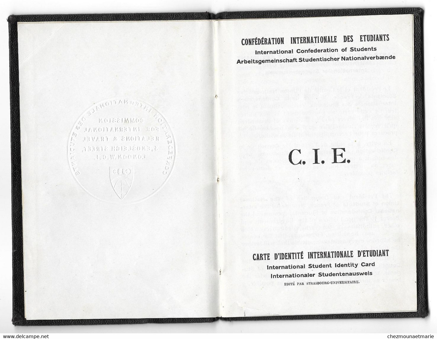 1929 CARTE D IDENTITE D ETUDIANT A TOULOUSE SCIENCE FEIGENBAUM ELIAS ALEXANDRE NE EN 1910 ROUMANIE - Historische Dokumente