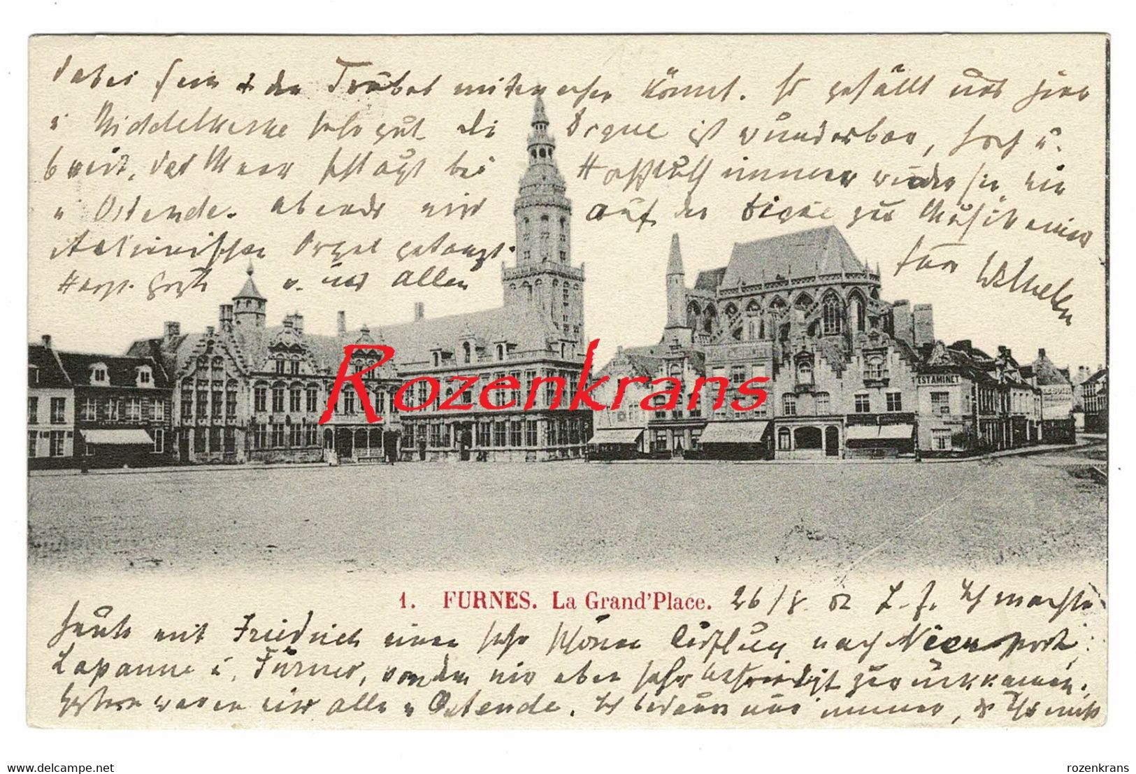 Vroege Kaart 1902 Veuren Furnes La Grand'Place Grote Markt (In Zeer Goede Staat) - Veurne