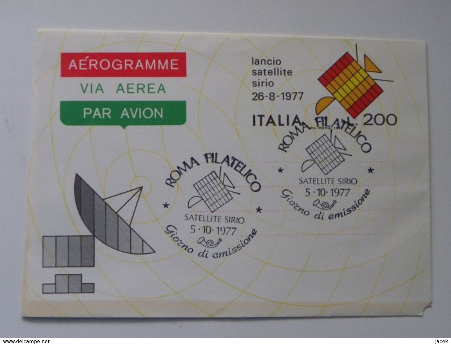 Aerogram Enveloppe Italy 1977 / Satellite Communication - Other & Unclassified