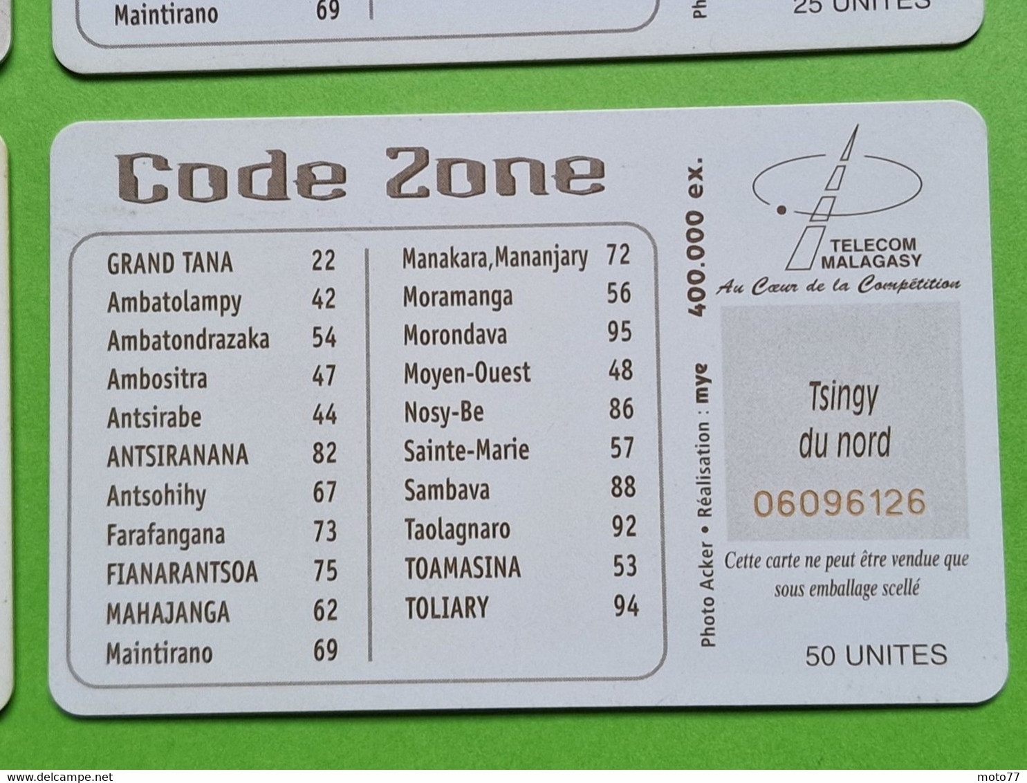 Lot 4 cartes téléphonique MADAGASCAR - VIDE - Télécarte Cabine téléphone - Paysage Geysers Rizières Baobabs Stingy