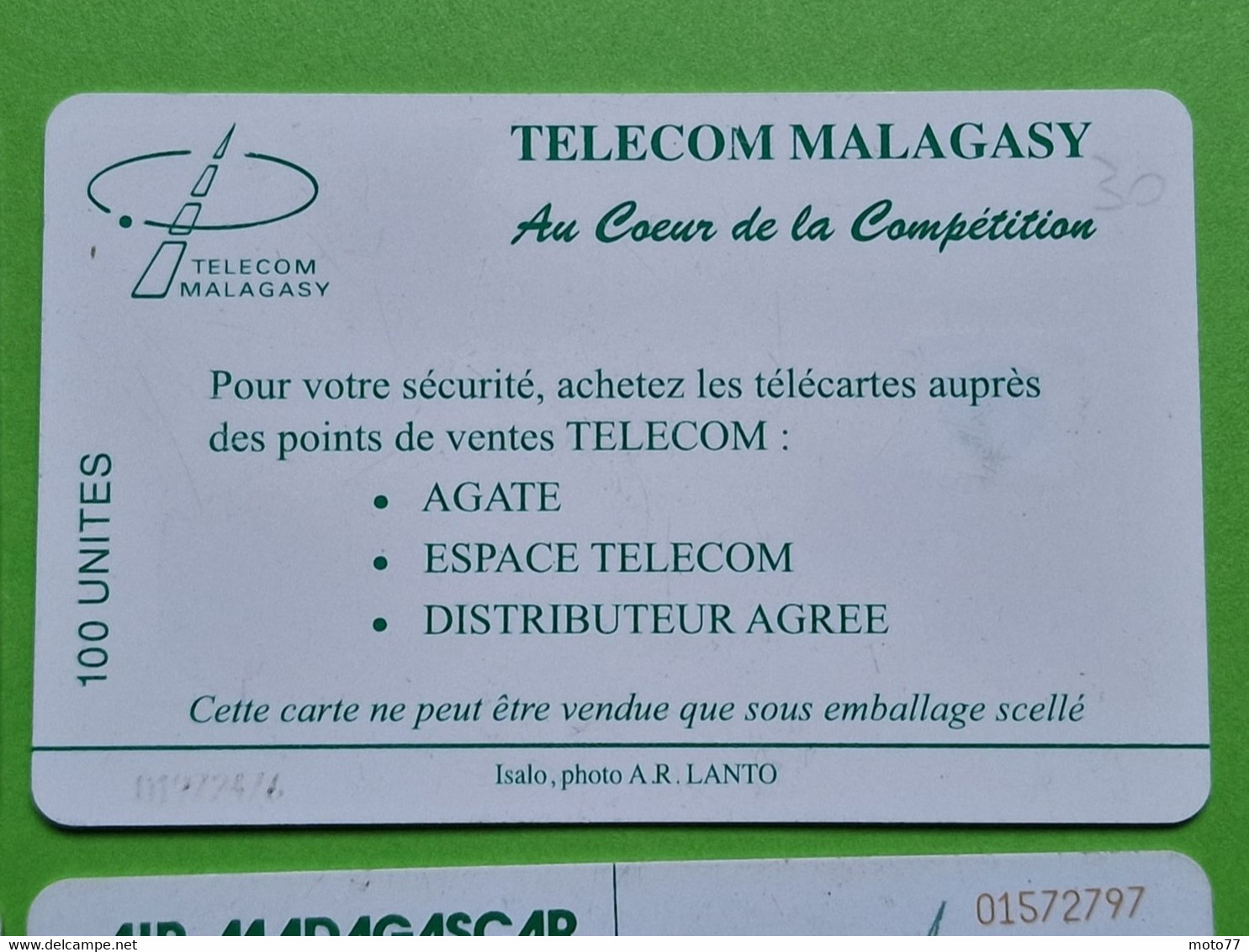 Lot 4 cartes téléphonique MADAGASCAR - VIDE - Télécarte Cabine téléphone - Paysages Cuisson Poissons 1999