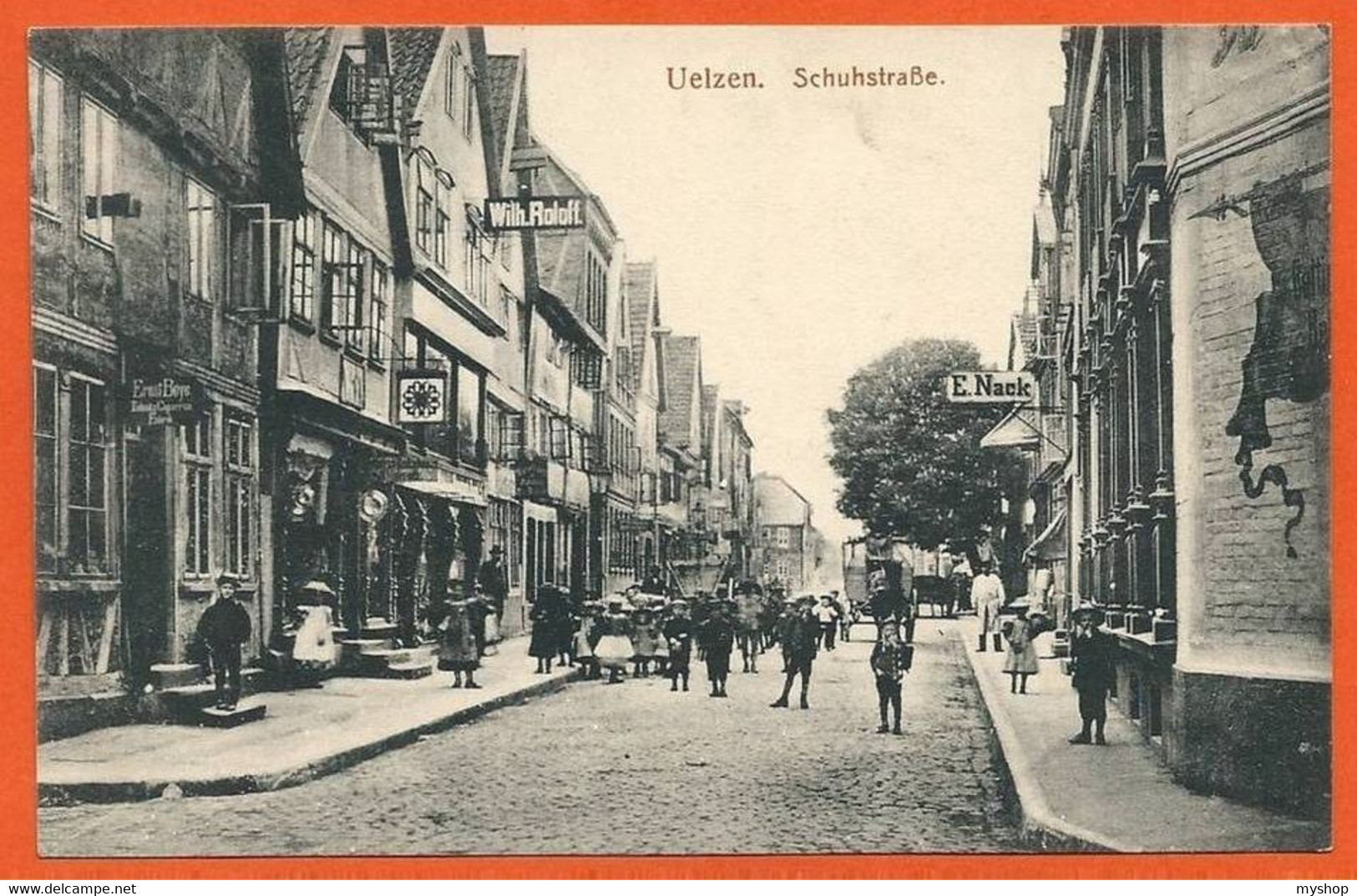 D051_UELZEN SCHUHSTRASSE, CHILDREN And SHOPS * FELDPOST 1917 STEMPEL * - Uelzen