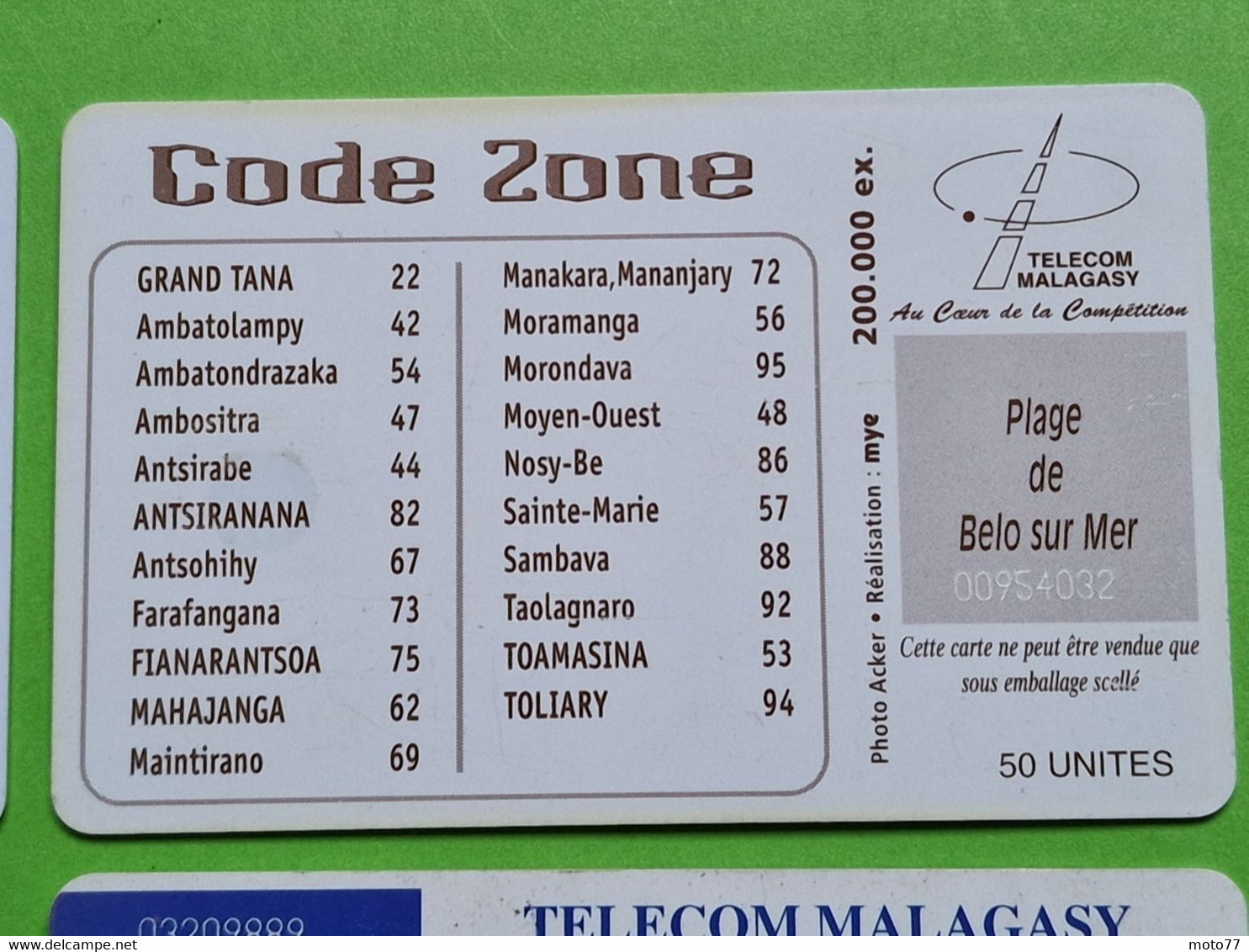 Lot 4 cartes téléphonique MADAGASCAR - VIDE - Télécarte Cabine téléphone - Paysages Mer Pirogue Pêcheur Plage - 1999