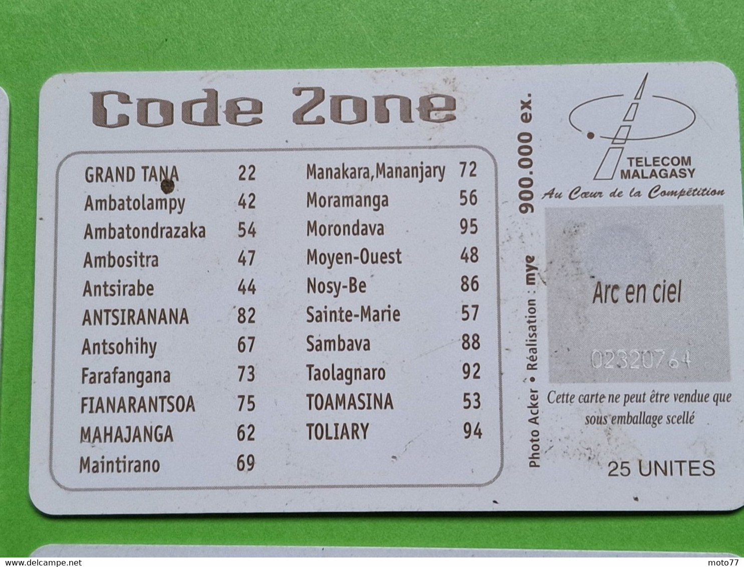 Lot 4 cartes téléphonique MADAGASCAR - VIDE - Télécarte Cabine téléphone - Paysages Mer Canal Mozambique Sarodrano