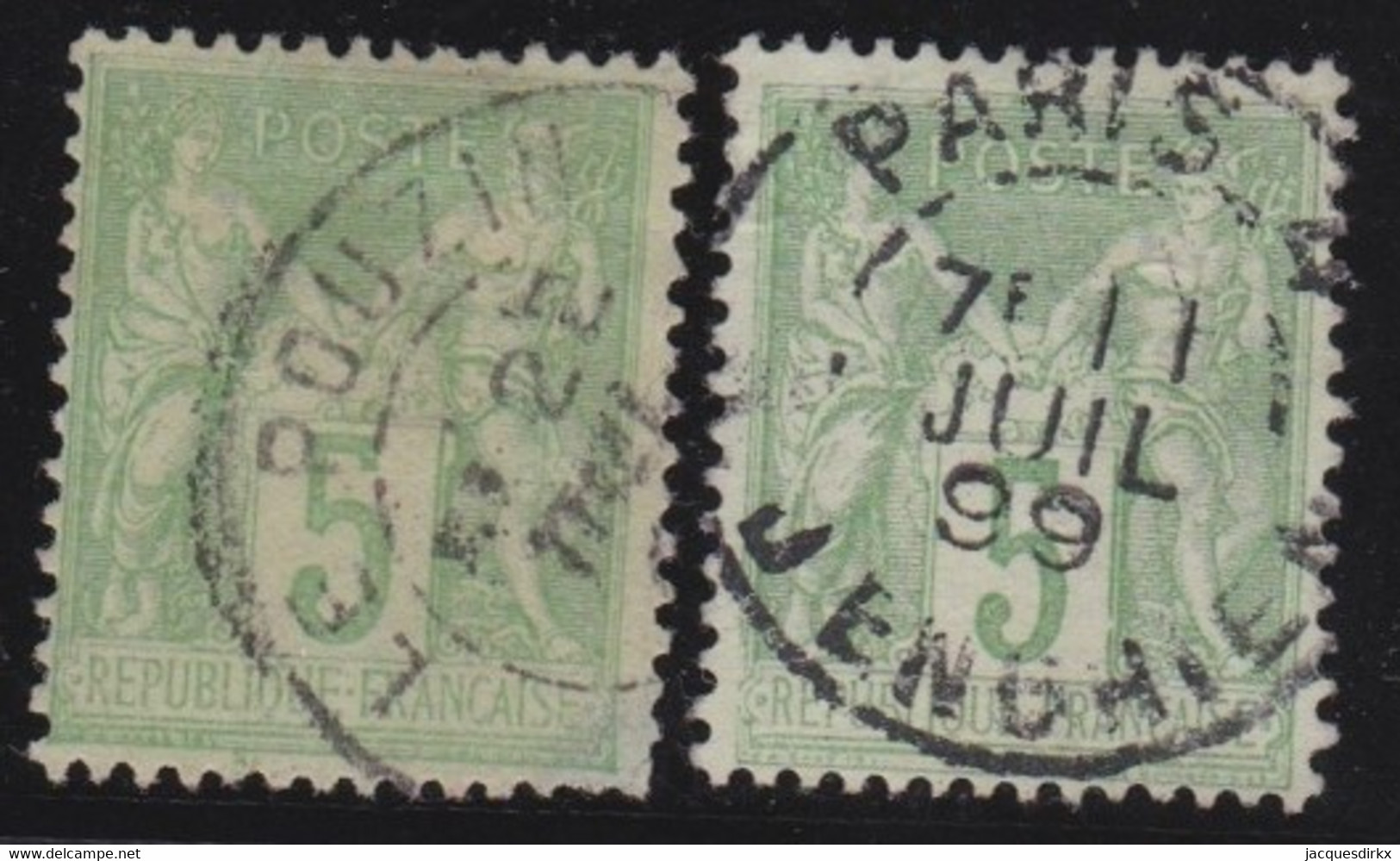 France   .   Y&T   .   102+106     .       O    .   Oblitéré - 1898-1900 Sage (Type III)