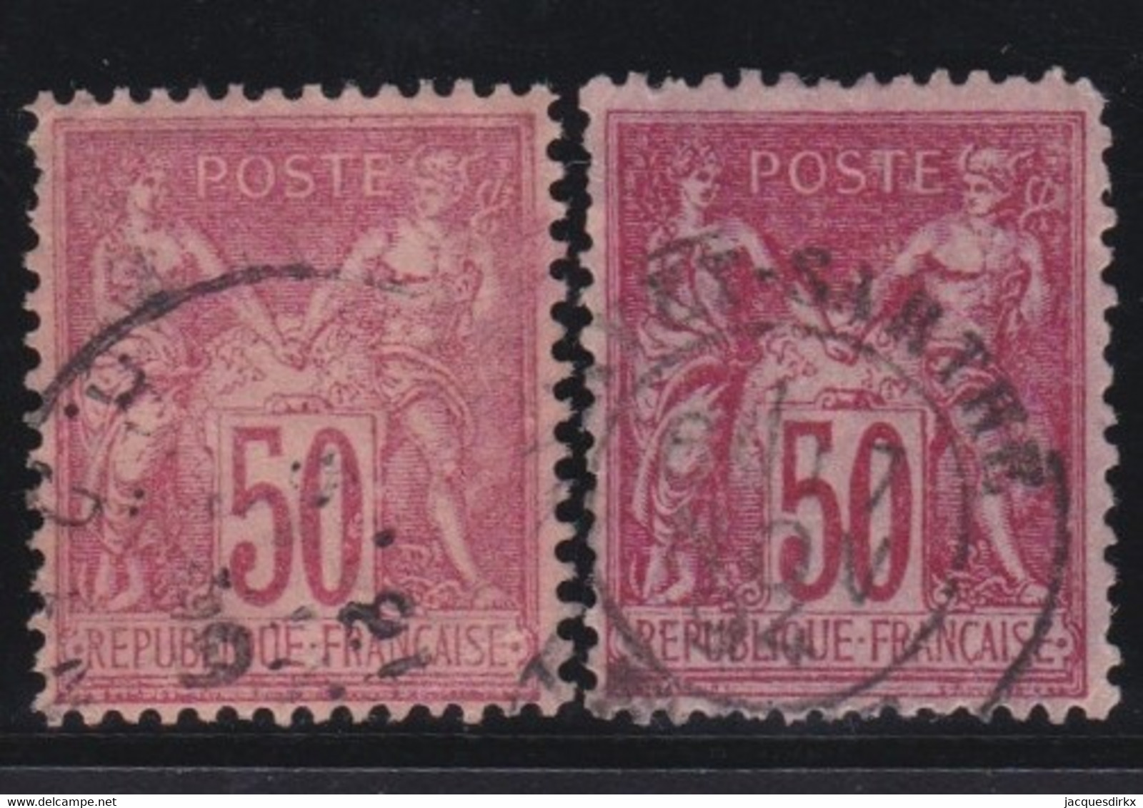 France   .   Y&T   .   98+104       .       O    .   Oblitéré - 1898-1900 Sage (Type III)