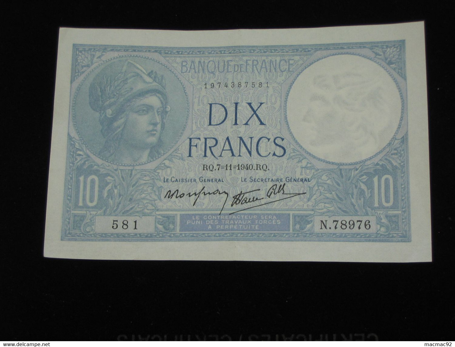 SUPERBE 10 Francs - Dix Francs Minerve  7=11=1940     **** EN ACHAT IMMEDIAT **** - 10 F 1916-1942 ''Minerve''