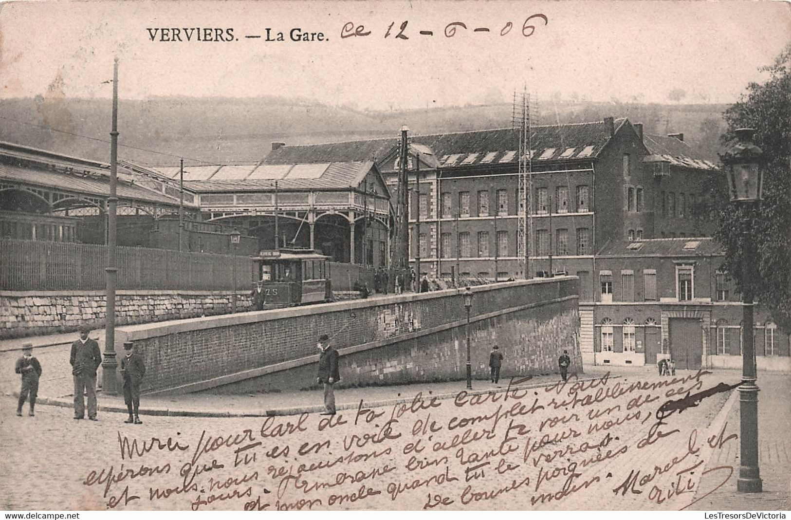 Verviers - La Gare - BELGIQUE -  Tres Animé - Tram - Tramway - Carte Postale Ancienne - Verviers