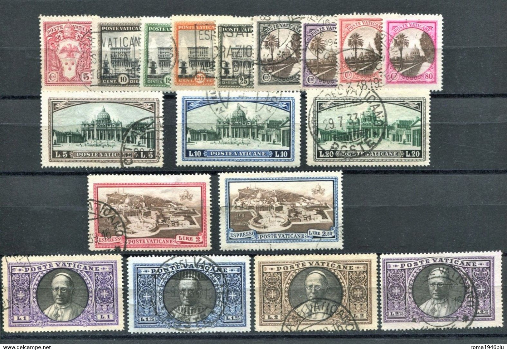 VATICANO 1933 GIARDINI E MEDAGLIONI SERIE CPL. 18 V. USATI - Used Stamps