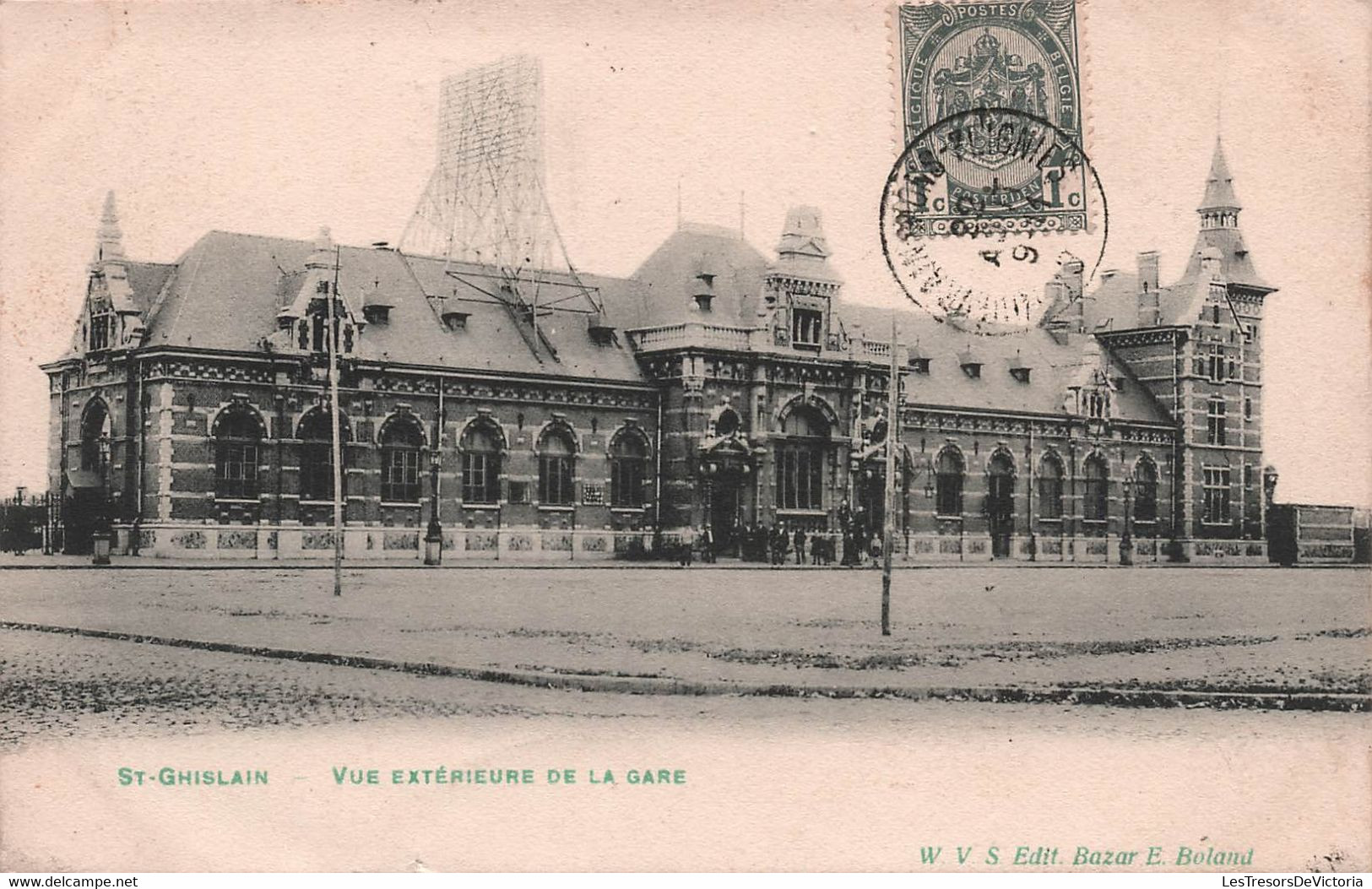 Saint Ghislain - Vue Exterieur De La Gare - Edit Bazar - BELGIQUE - Carte Postale Ancienne - Saint-Ghislain