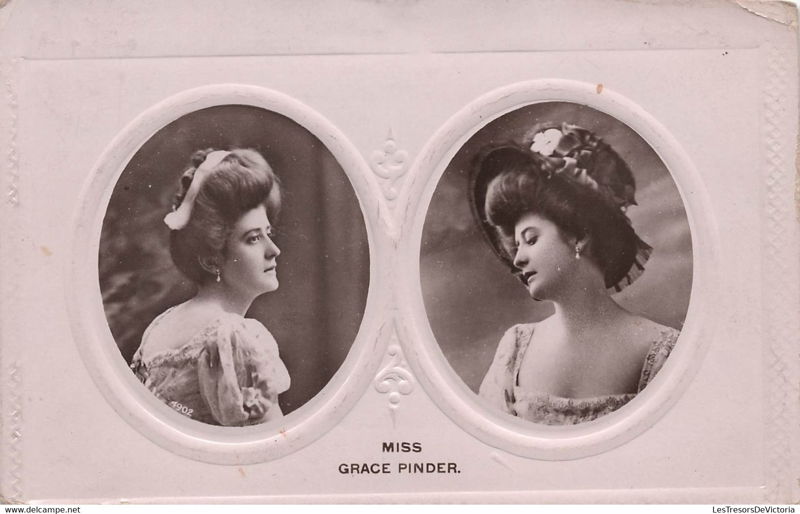 Femme Celebre - Miss Grace Pinder - Carte Fantaisie Portrait - Carte Postale Ancienne - Famous Ladies