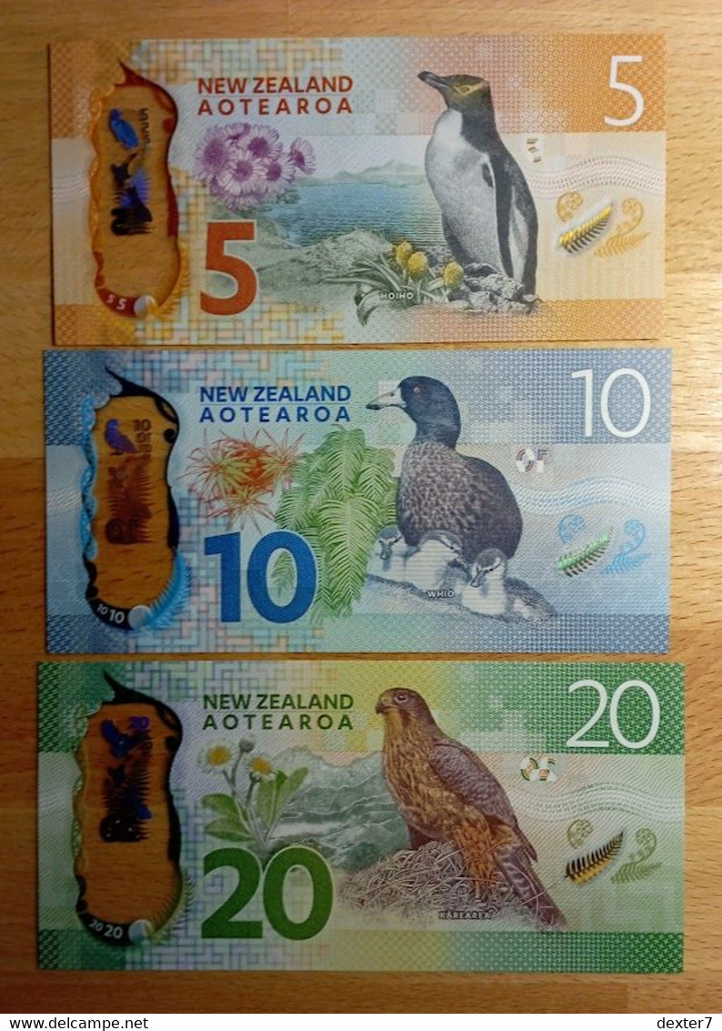 New Zealand 5+10+20 Dollars 2015 UNC Lot3x Polymer - Nueva Zelandía