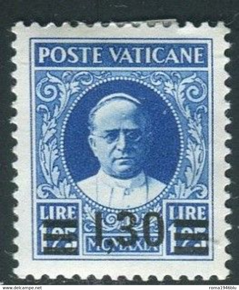 VATICANO 1934 PROVVISORIA 1,30 SU 1,25 L. * GOMMA ORIGINALE CENTRATISSIMO FIRMATO VIGNATI E DIENA - Unused Stamps