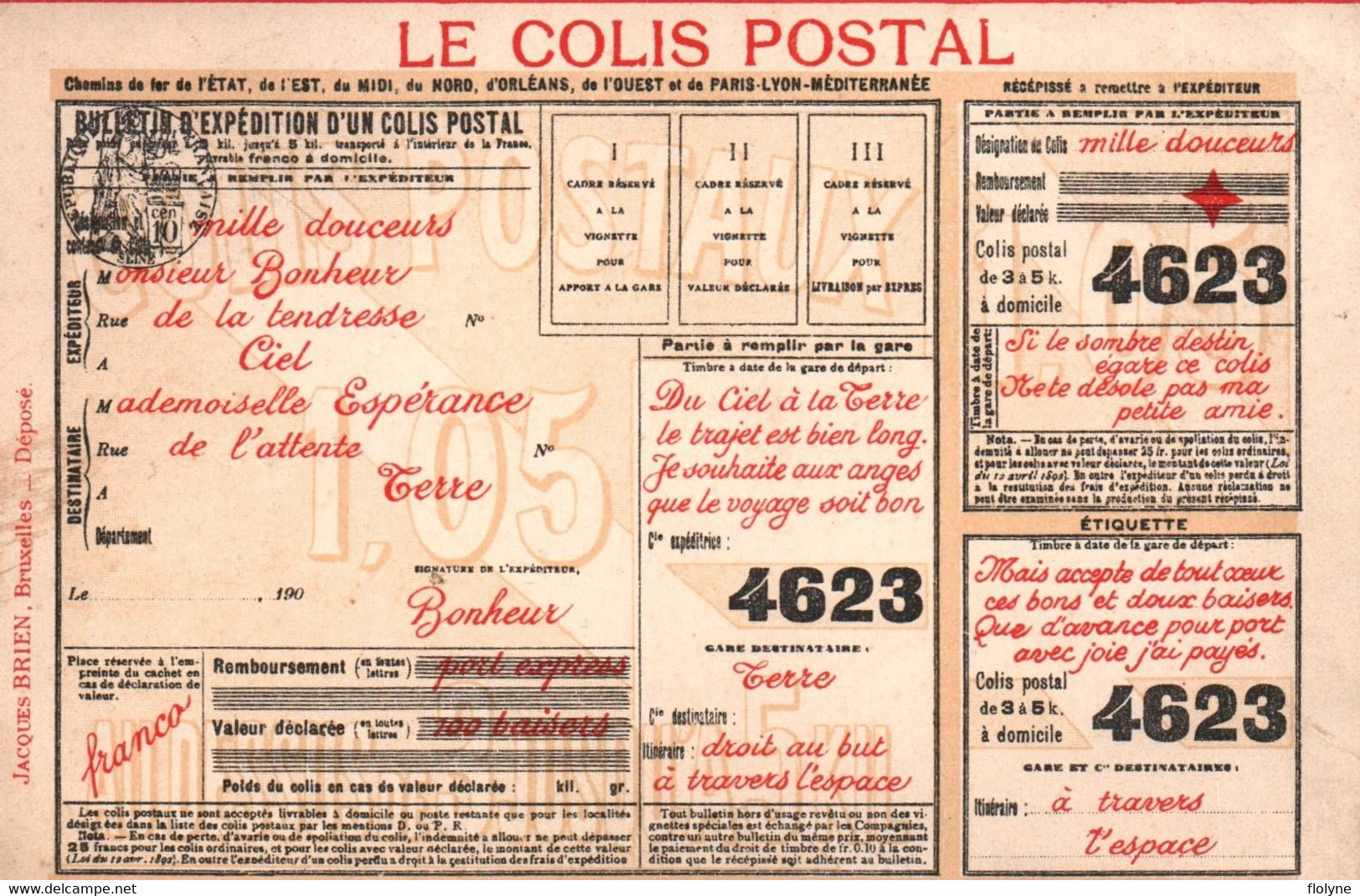 Le Colis Postal - Représentation - Cpa Illustration - Poste Ptt - Postzegels (afbeeldingen)