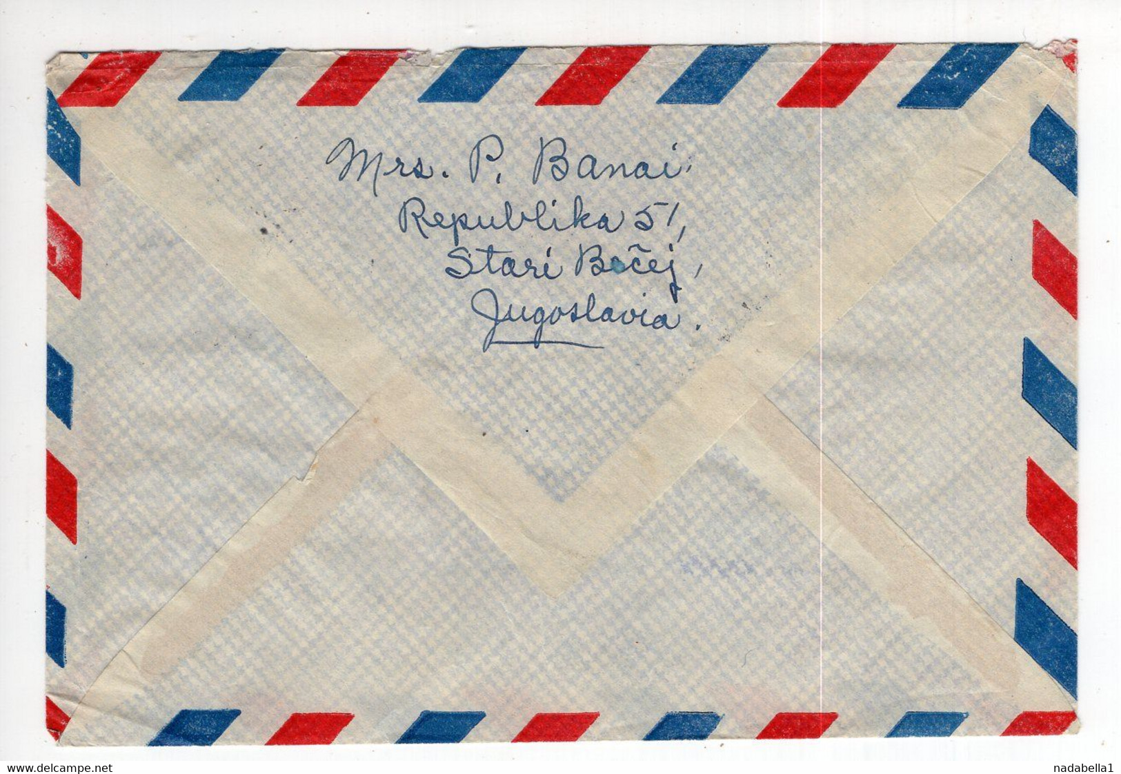 1956. YUGOSLAVIA,SERBIA,BECEJ AIRMAIL COVER TO US,SALVIA OFFICINALIS STAMP,HERBS,FLOWERS - Luchtpost