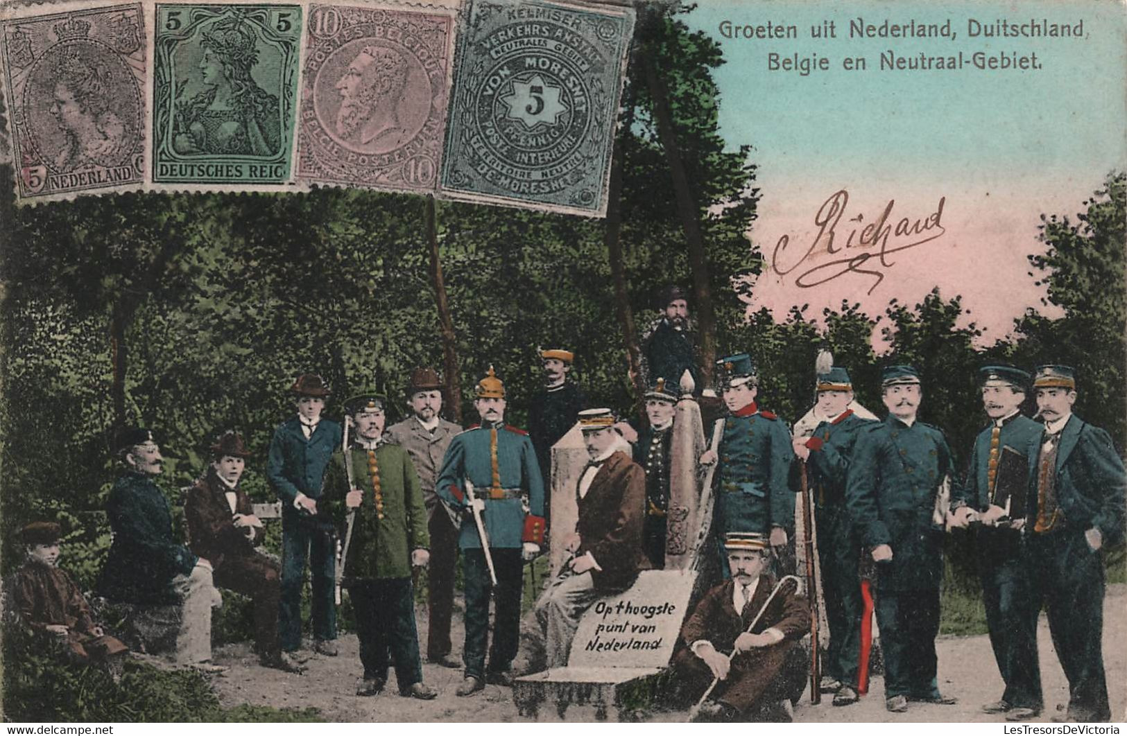 Représentation De Timbres Neerlandais Allemand Belge Et Neutraal Gebiet - Carte Postale Ancienne - Briefmarken (Abbildungen)