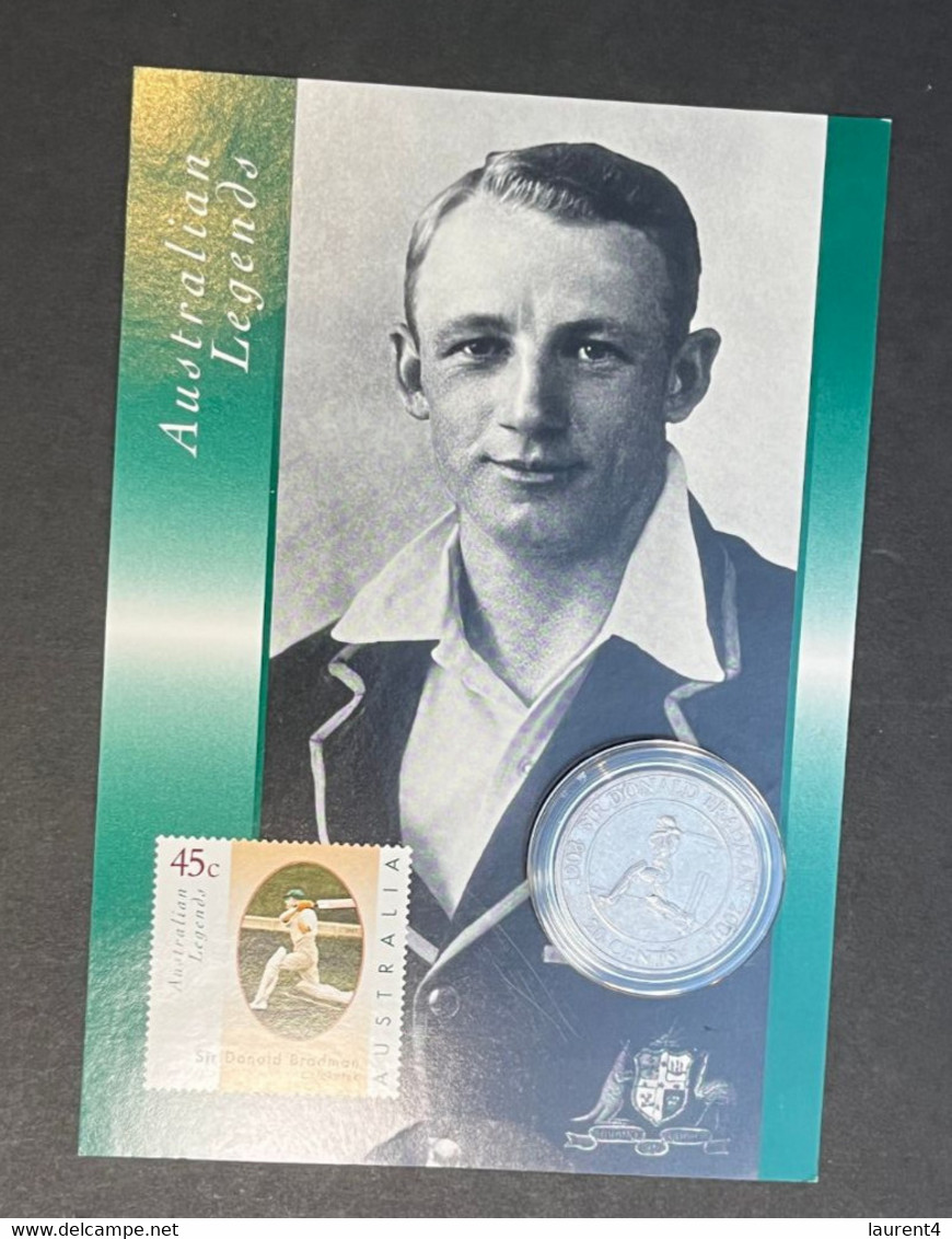 (1 Oø 34) Australian Donal Bradman 1997 MAXICARD  X 2 With 20 Cents - Bradman Coin X 2 (1 Card Missing P/m !) - 20 Cents