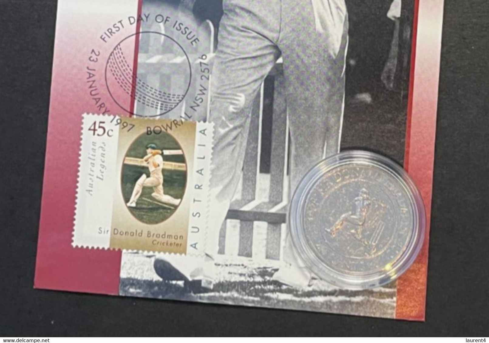 (1 Oø 34) Australian Donal Bradman 1997 MAXICARD  X 2 With 20 Cents - Bradman Coin X 2 (1 Card Missing P/m !) - 20 Cents