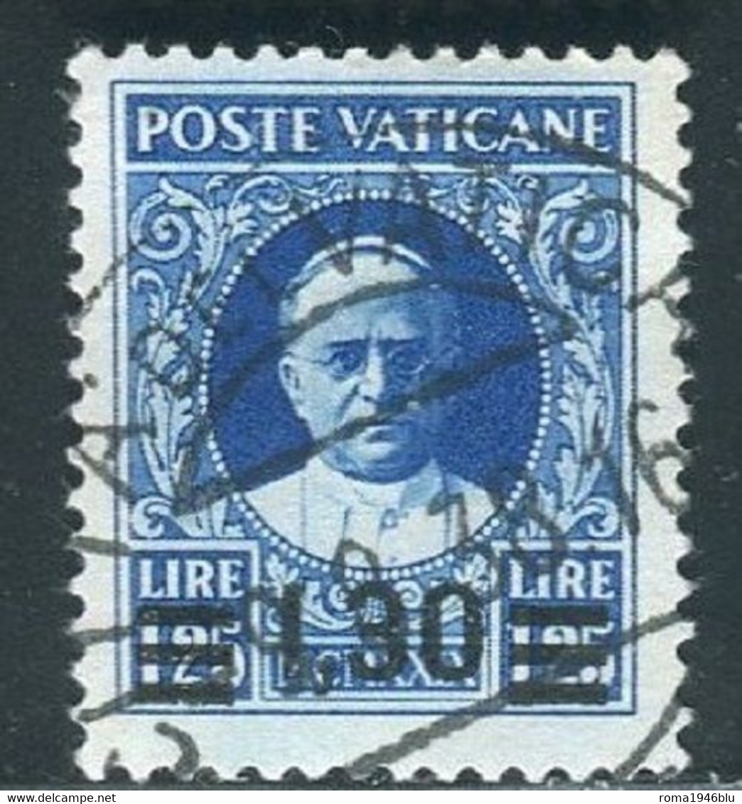 VATICANO 1934 PROVVISORIA 1,30 SU 1,25 L. USATO - Used Stamps