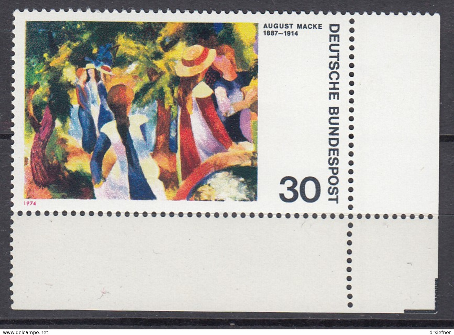 BRD  816, Postfrisch **, Eckrand Unten  Rechts Mit Formnummer "-", Expressionismus, 1974 - Ungebraucht