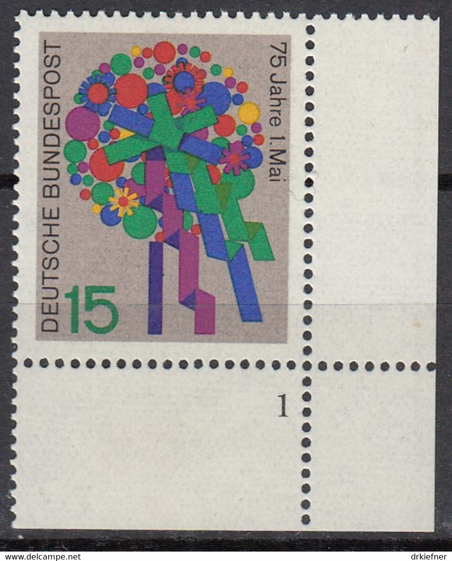 BRD  475, Eckrand Unten Rechts Mit Formnummer "1", Postfrisch **, Tag Der Arbeit: 1.Mai, 1965 - Unused Stamps