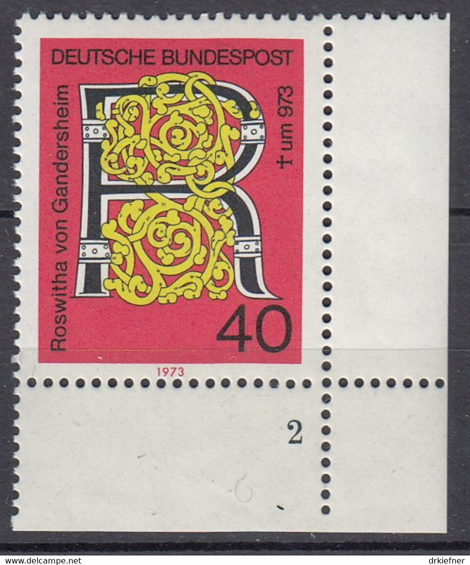 BRD  770, Eckrand Unten Rechts Mit Formnummer "2", Postfrisch **, Roswitha Von Gandersheim, 1973 - Ungebraucht