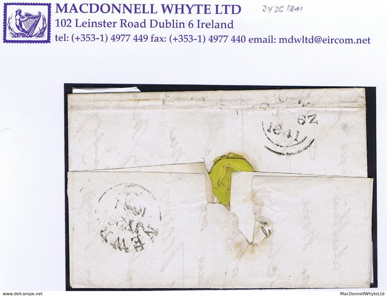 Ireland Down Uniform Penny Post 1841 Letter To Markethill Paid "1" Boxed PAID AT/DOWN, Cds DOWN JY 26 1841 - Prefilatelia