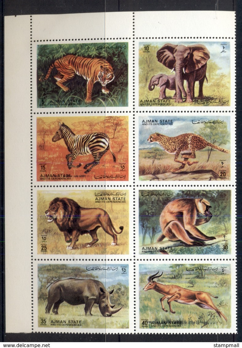 Ajman 1972 Mi#1304-1311 Wild Animals Blk8 MUH - Ajman