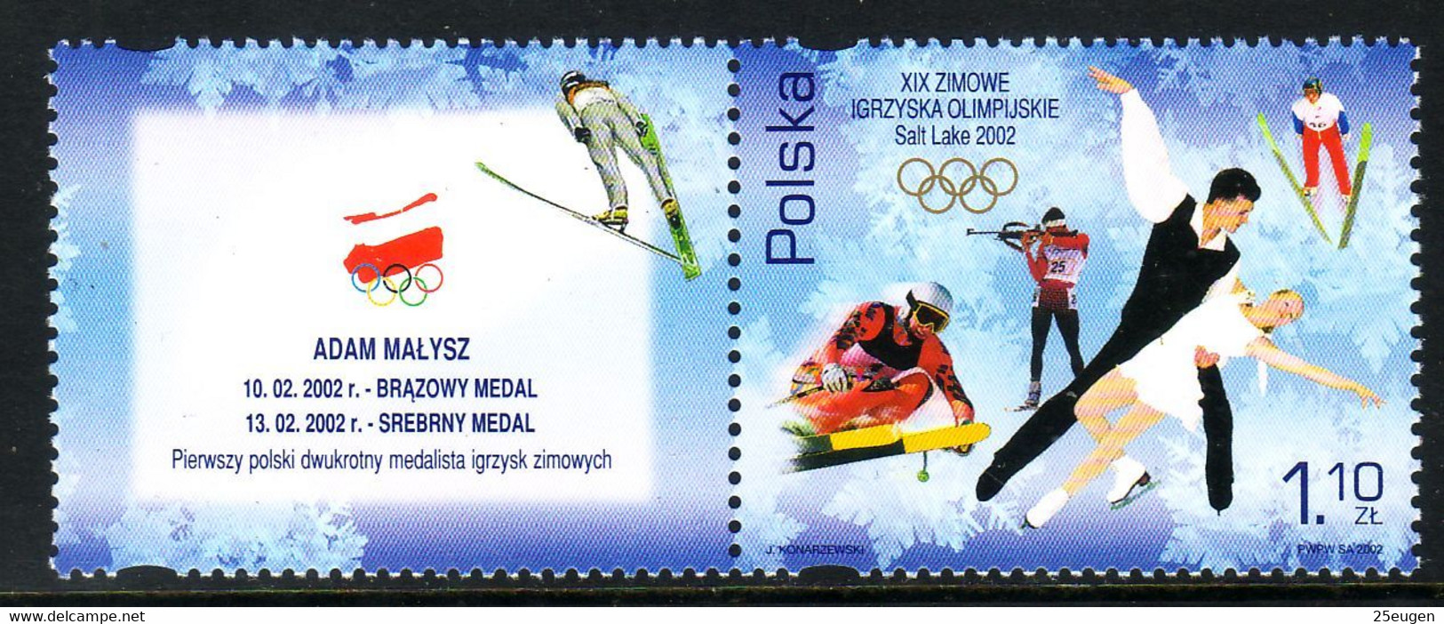 POLAND 2002 MICHEL NO:3952 Zf  MNH - Winter 2002: Salt Lake City - Paralympic