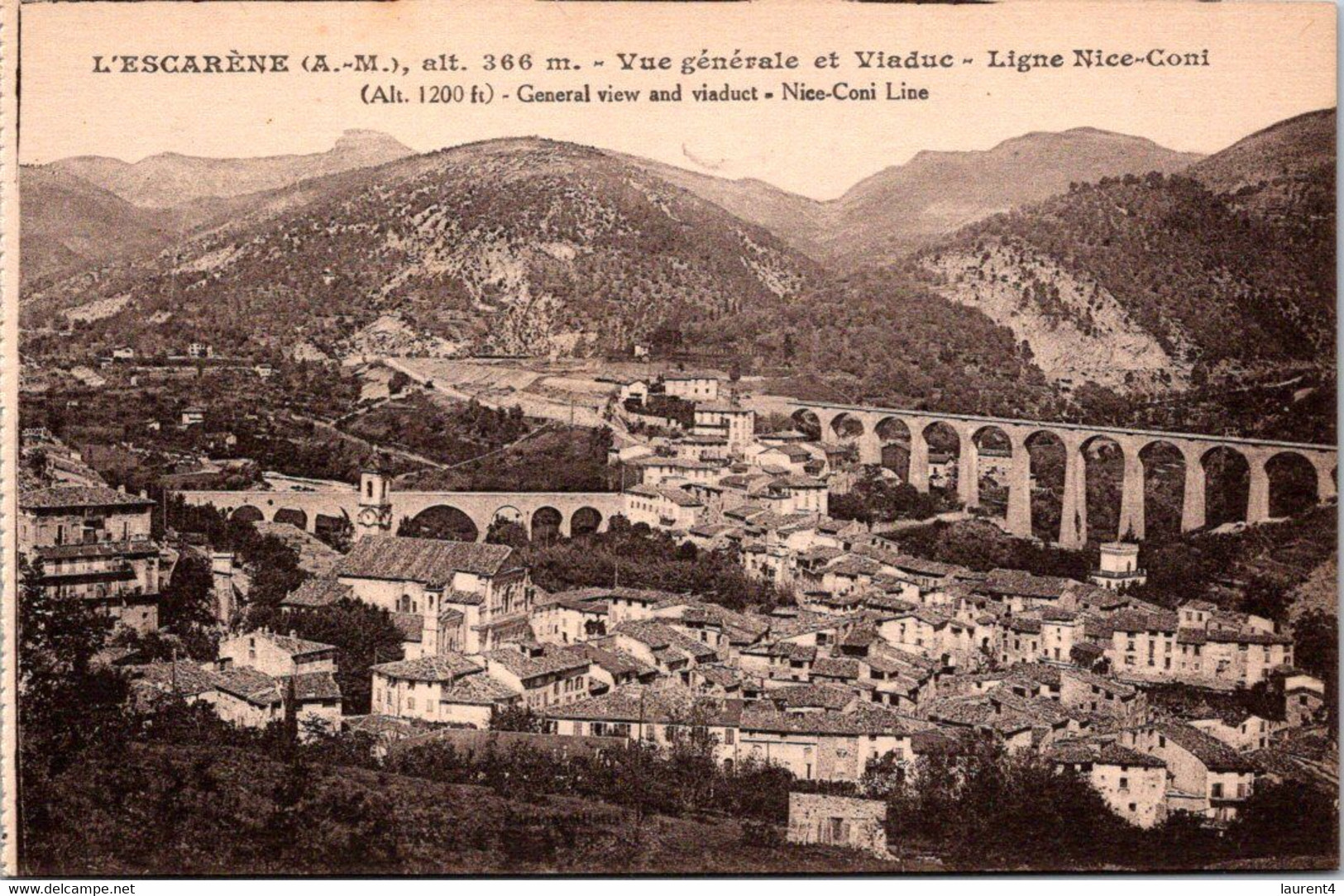 (2 Oø 33) VERY OLD - France (not Posted) Viaduc At Escarène (near Nice) Rail Bridge - L'Escarène