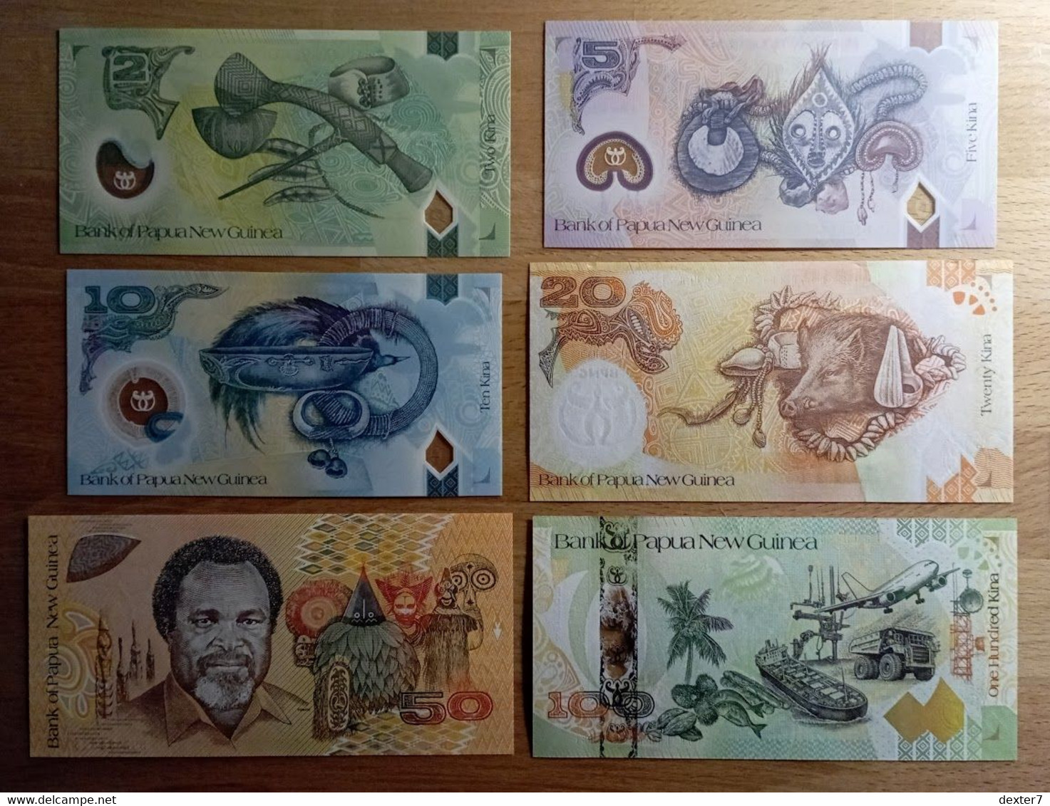 Papua 2+5+10+20+50+100 Kina 1989 2009 2008 2009 2013 2015 UNC Lot6x - Papoea-Nieuw-Guinea