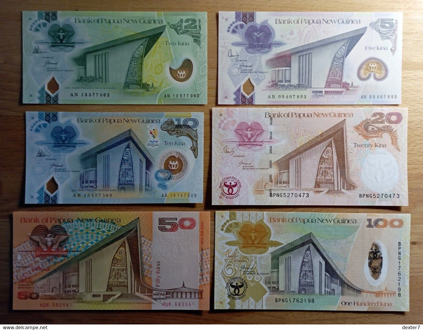 Papua 2+5+10+20+50+100 Kina 1989 2009 2008 2009 2013 2015 UNC Lot6x - Papua Nueva Guinea