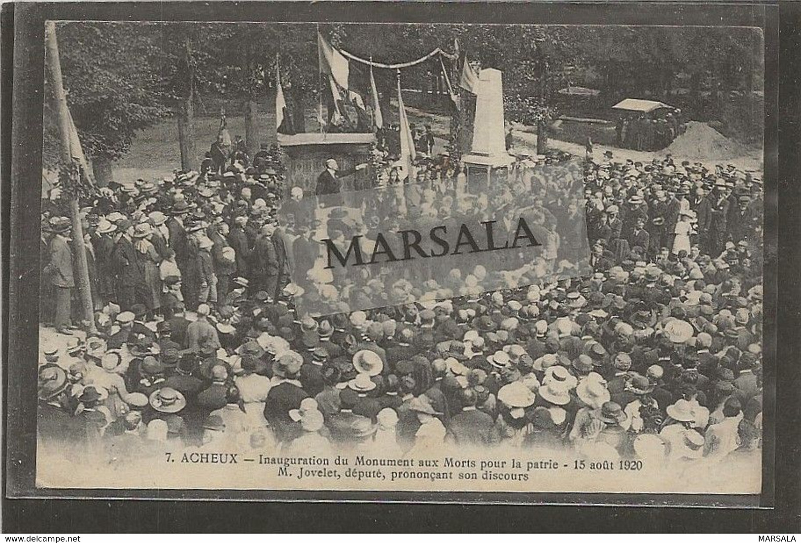 CPA  Acheux Inauguration Du Monument Aux Morts Pour La Patrie 15 Aout 1920 - Acheux En Amienois