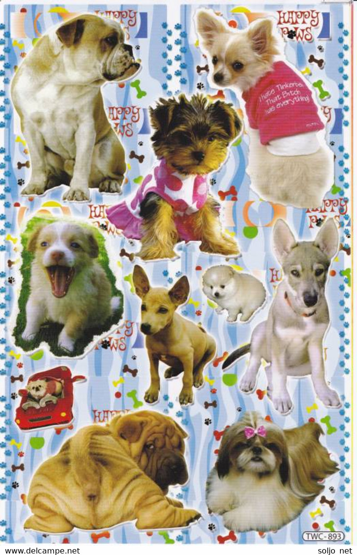 Hunde Tiere Aufkleber / Dog Sticker A4 - Scrapbooking