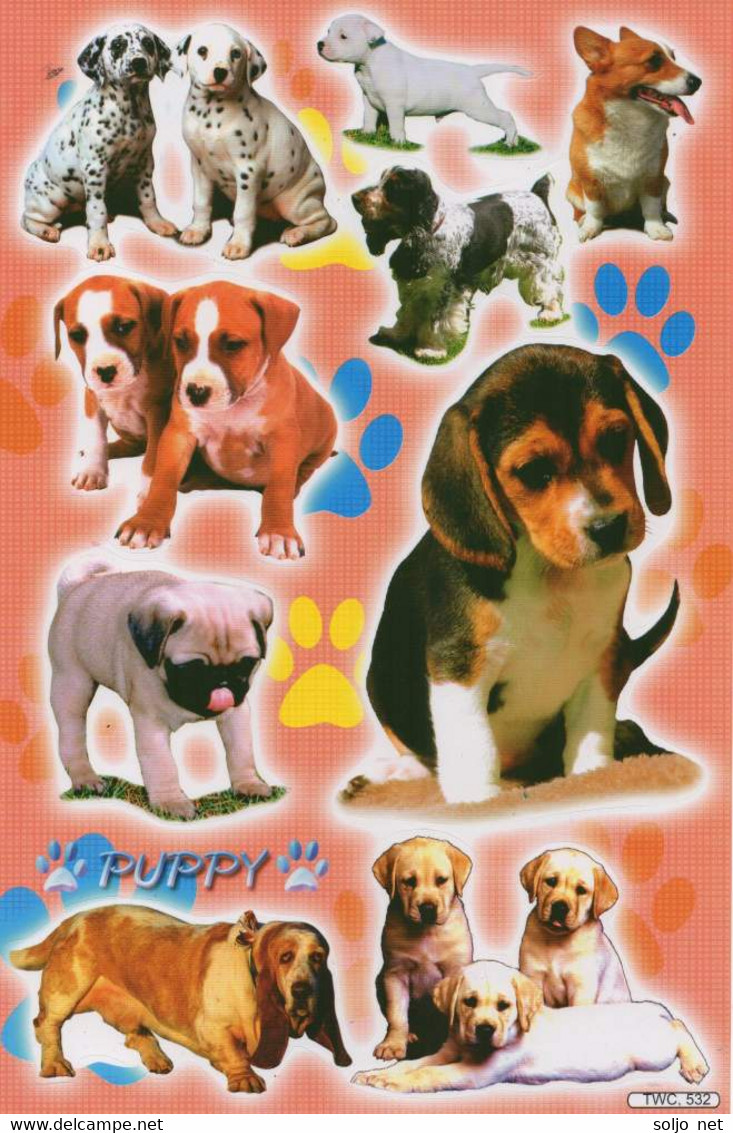 Hunde Tiere Aufkleber / Dog Sticker A4 1 Bogen 27 X 18 Cm ST343 - Scrapbooking