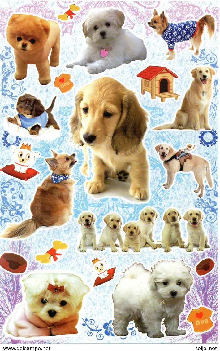 Hunde Tiere Aufkleber / Dog Sticker A4 - Scrapbooking